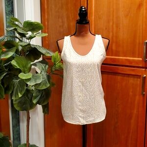 White and tan Loft blouse